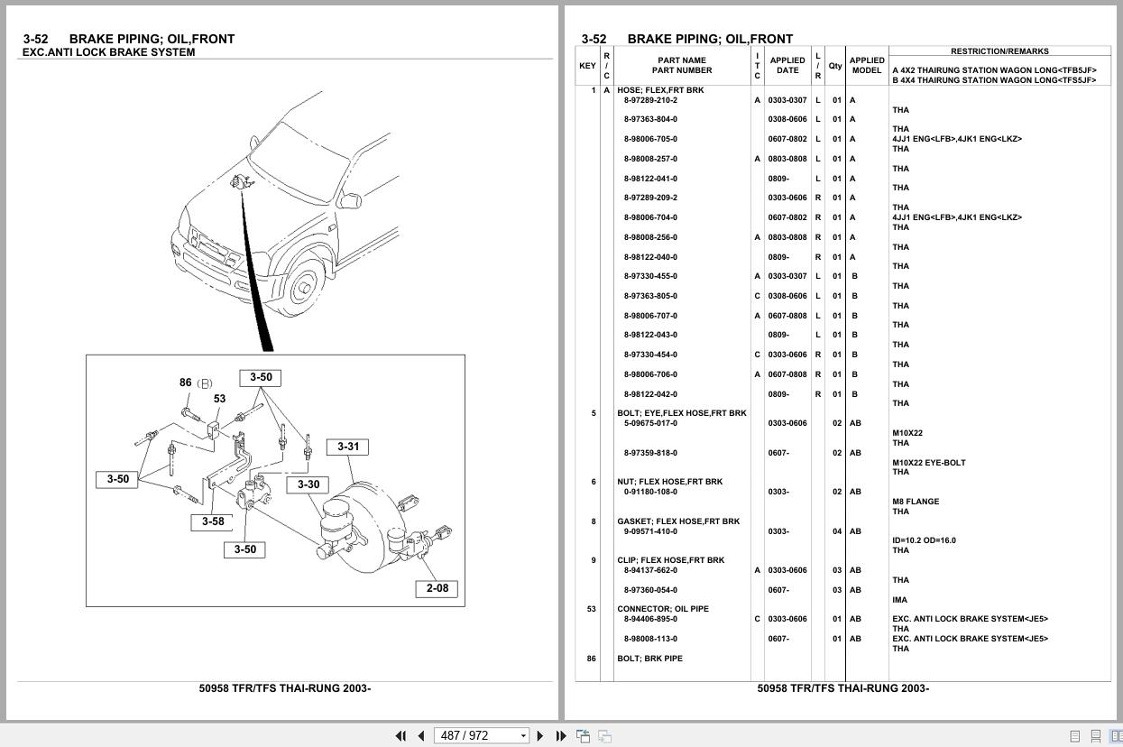 Isuzu Pickup TFR TFS THAI RUNG 2003 Parts Catalog 50958 (2)