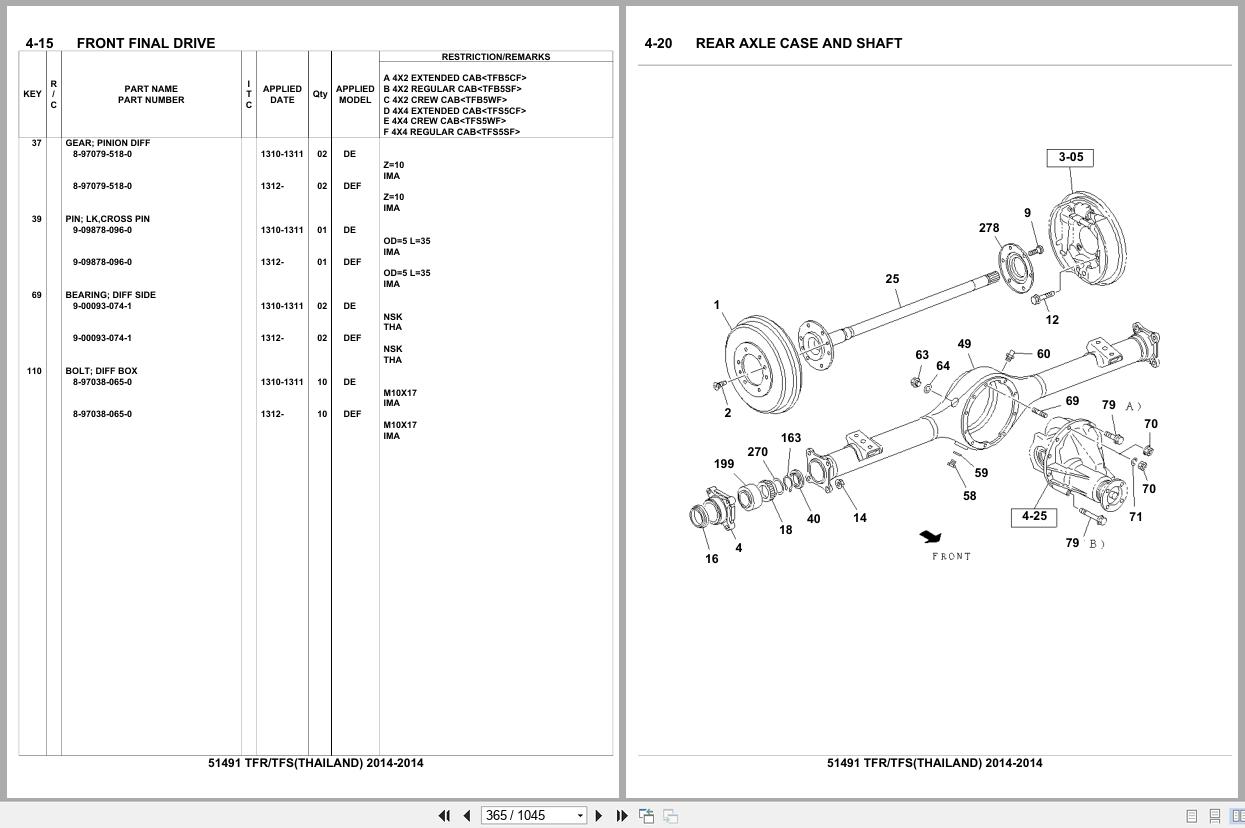 Isuzu Pickup TFR TFS THAILAND 2014 Parts Catalog 51491 (2)