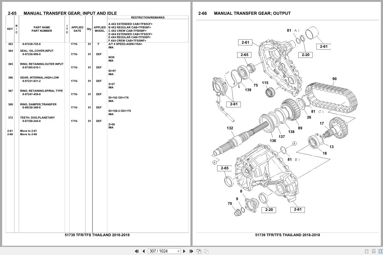 Isuzu Pickup TFR TFS THAILAND 2018 Parts Catalog 51739 (2)