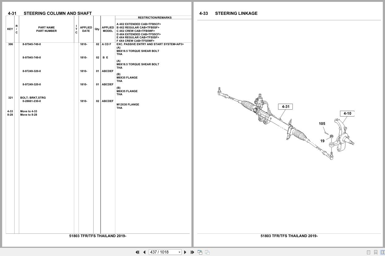 Isuzu SUV TFR TFS THAILAND 2019 Parts Catalog 51803 (2)