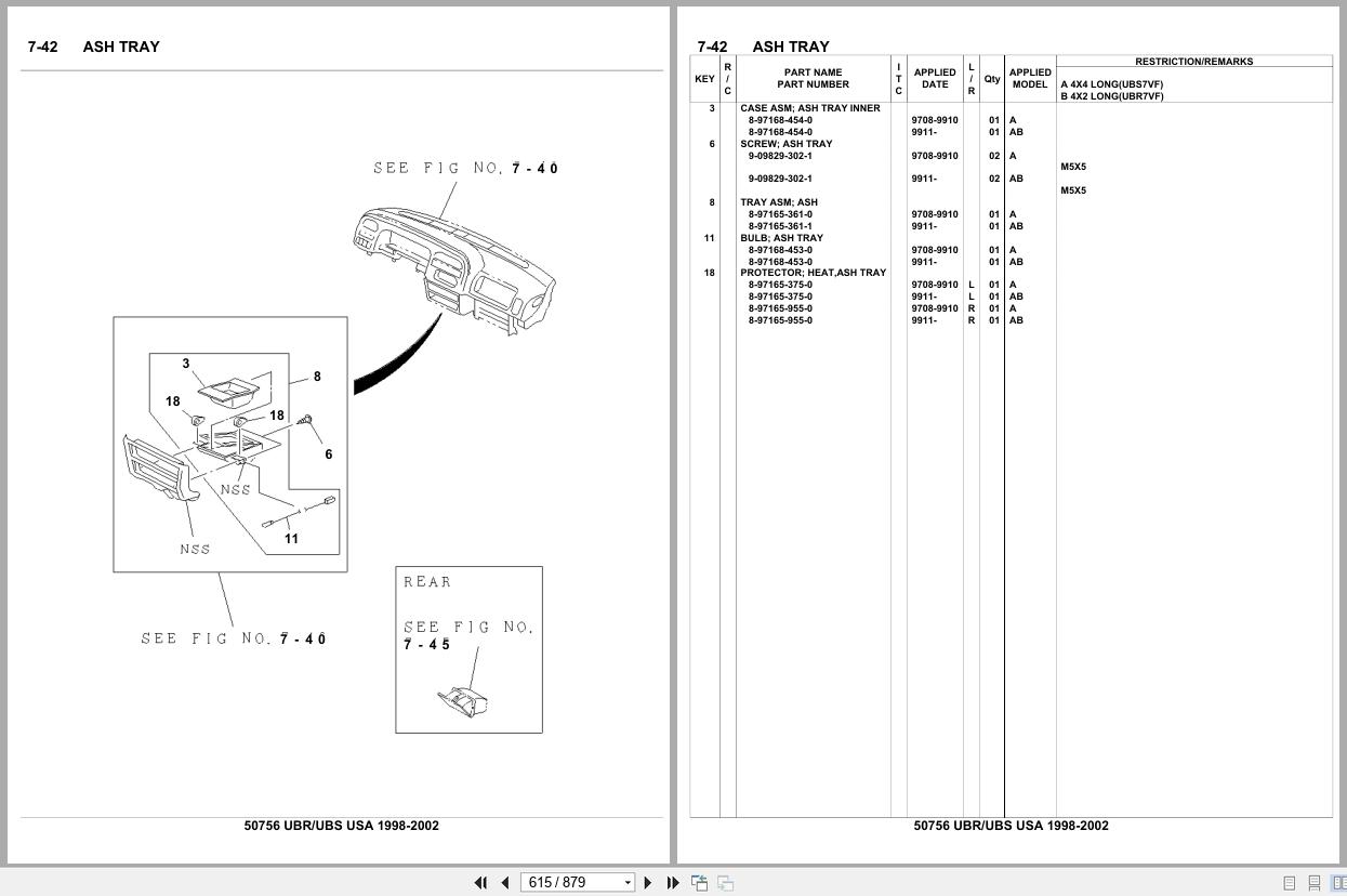 Isuzu SUV UBR UBS USA 1998 2002 Parts Catalog 50756 (2)