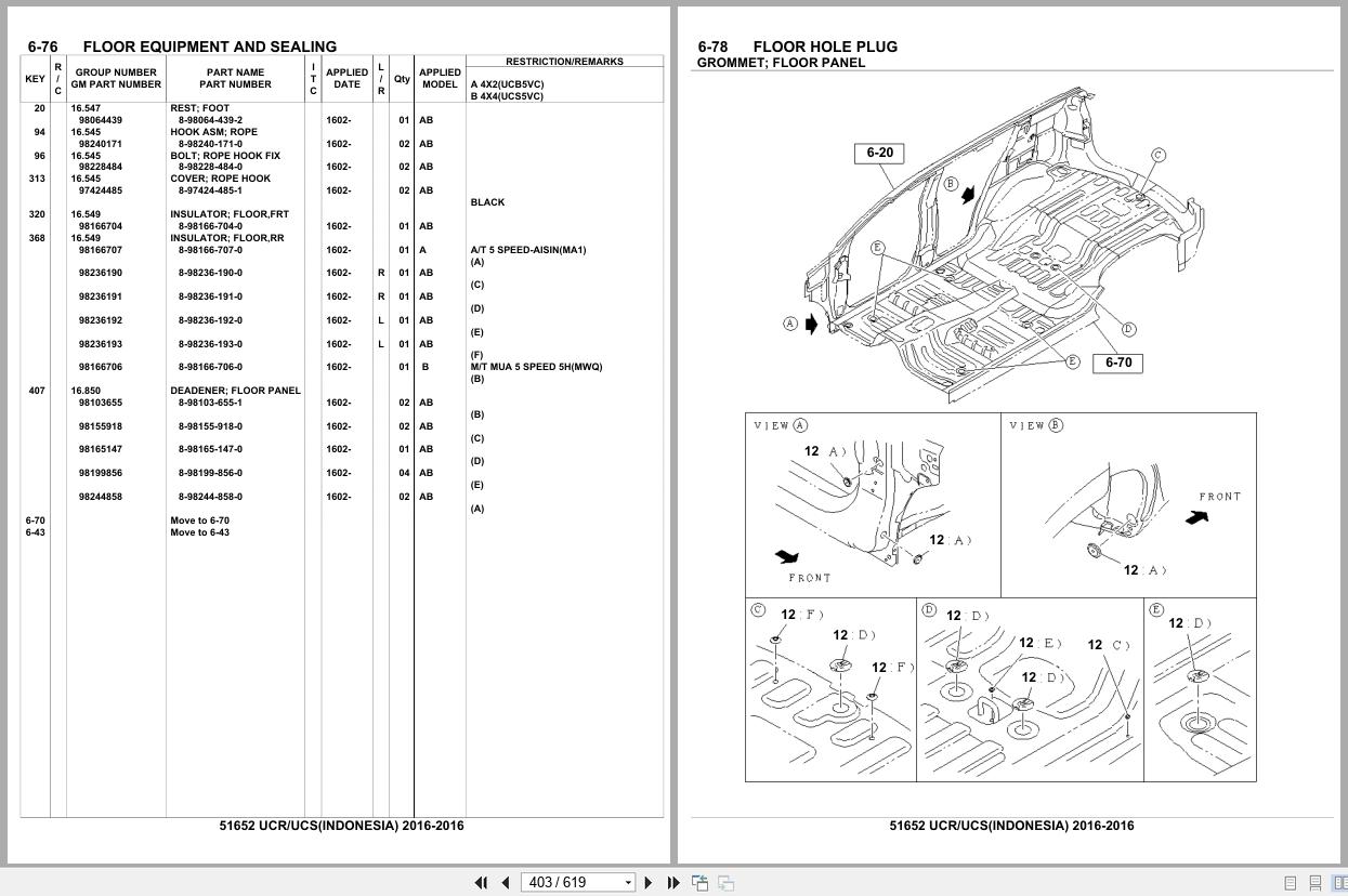 Isuzu SUV UCR UCS INDONESIA 2016 Parts Catalog 51652 (2)