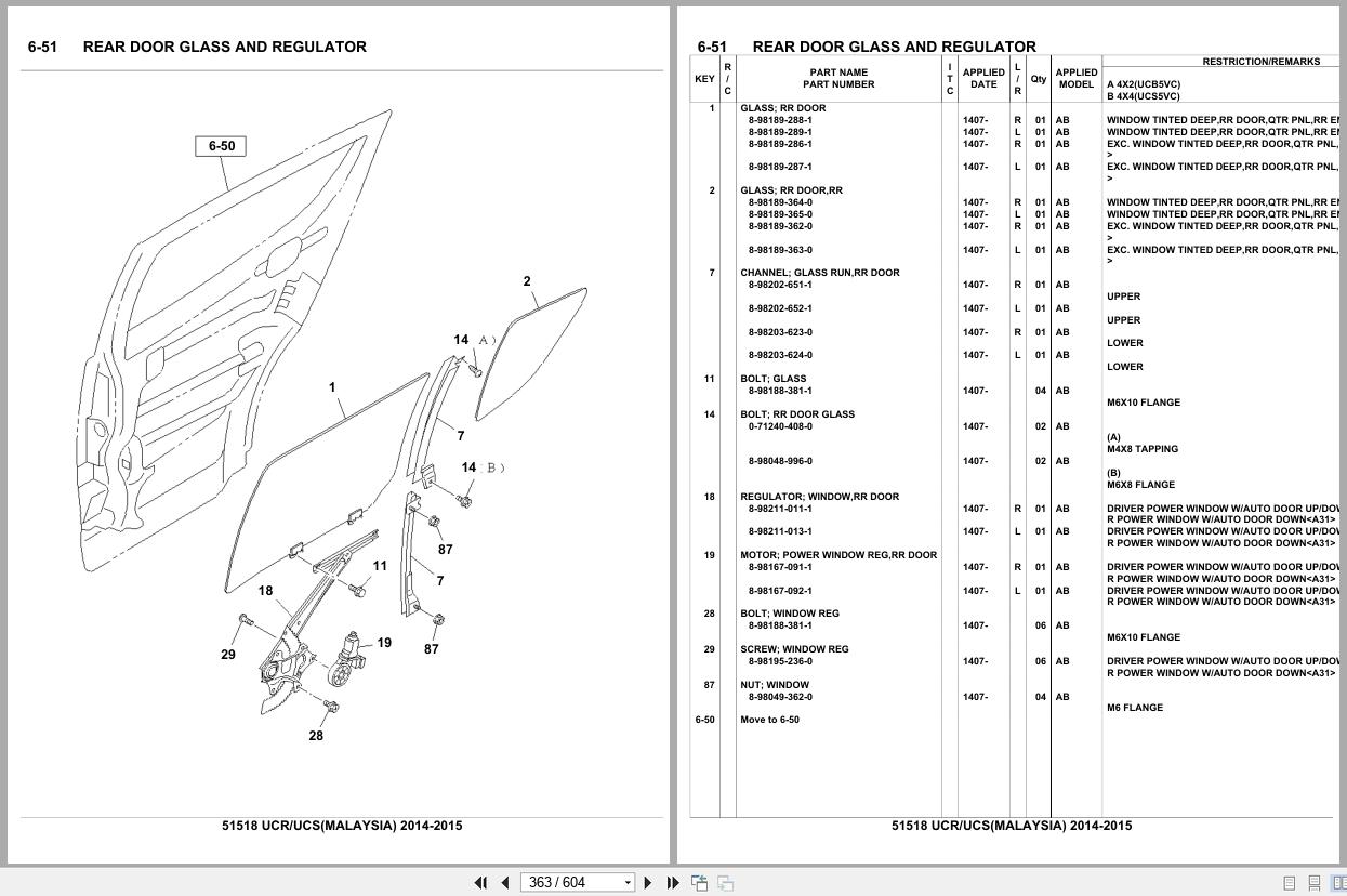 Isuzu SUV UCR UCS MALAYSIA 2014 2015 Parts Catalog 51518 (2)