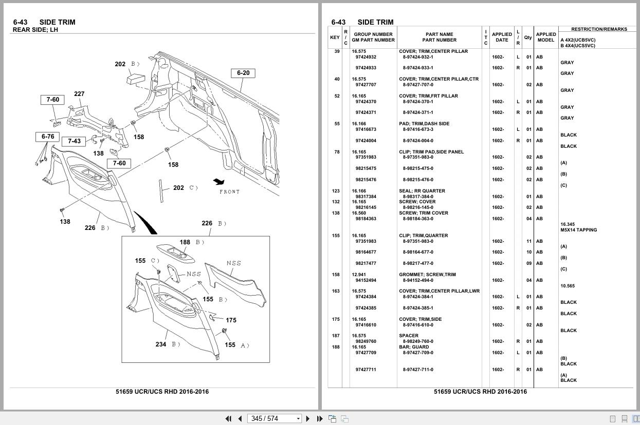 Isuzu SUV UCR UCS RHD 2016 Parts Catalog 51659 (2)