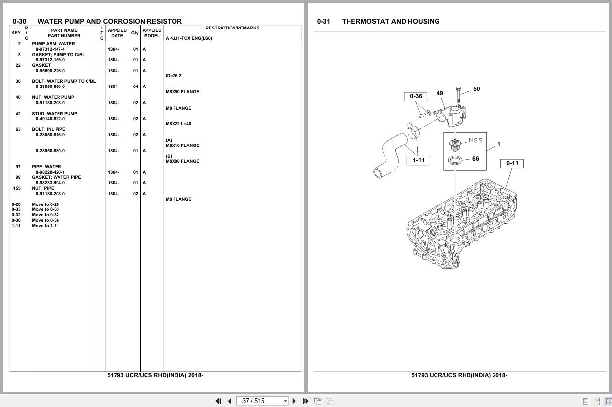 Isuzu SUV UCR UCS RHD INDIA 2018 Parts Catalog 51793 (2)