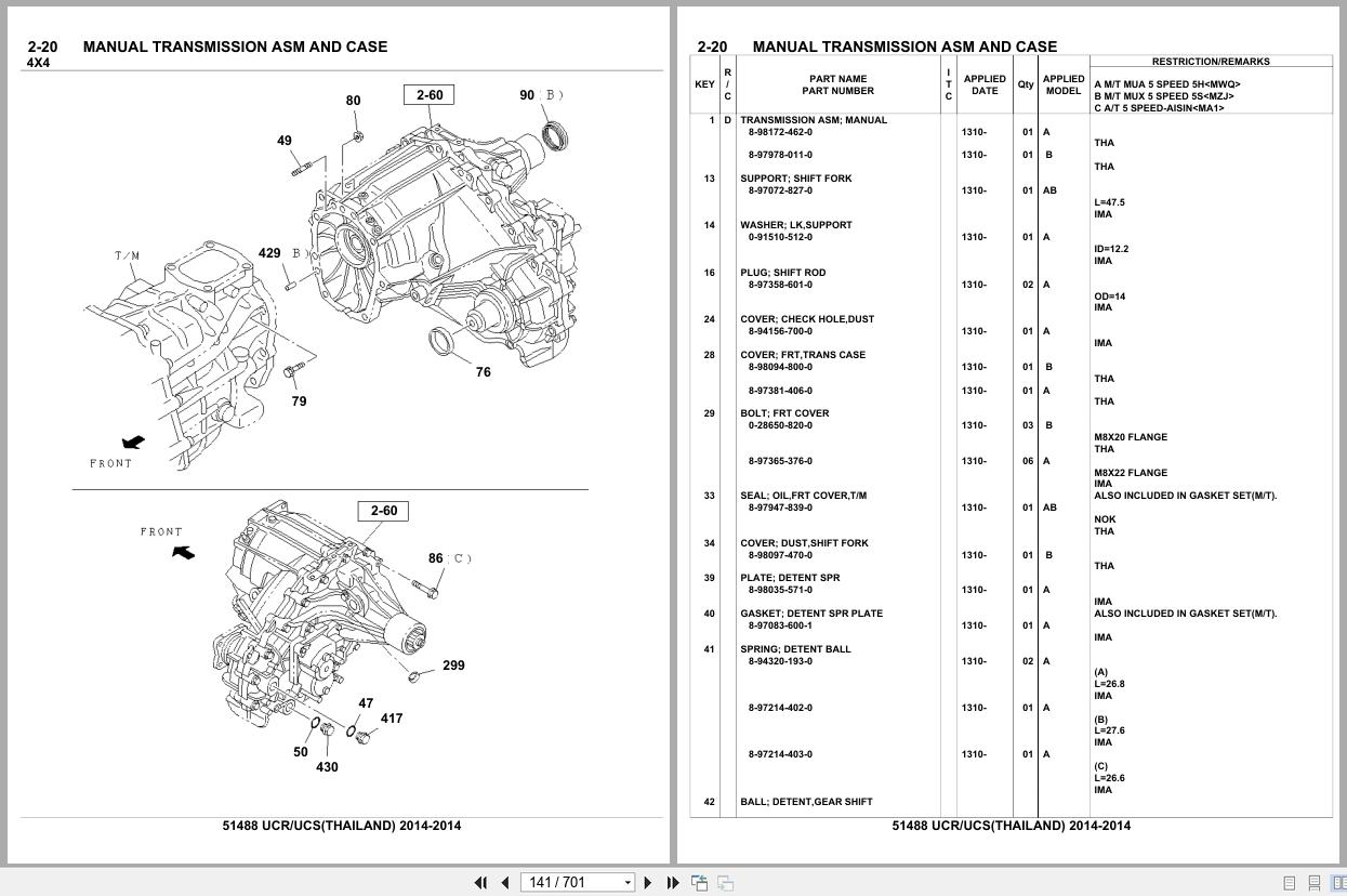 Isuzu SUV UCR UCS THAILAND 2014 Parts Catalog 51488 (2)