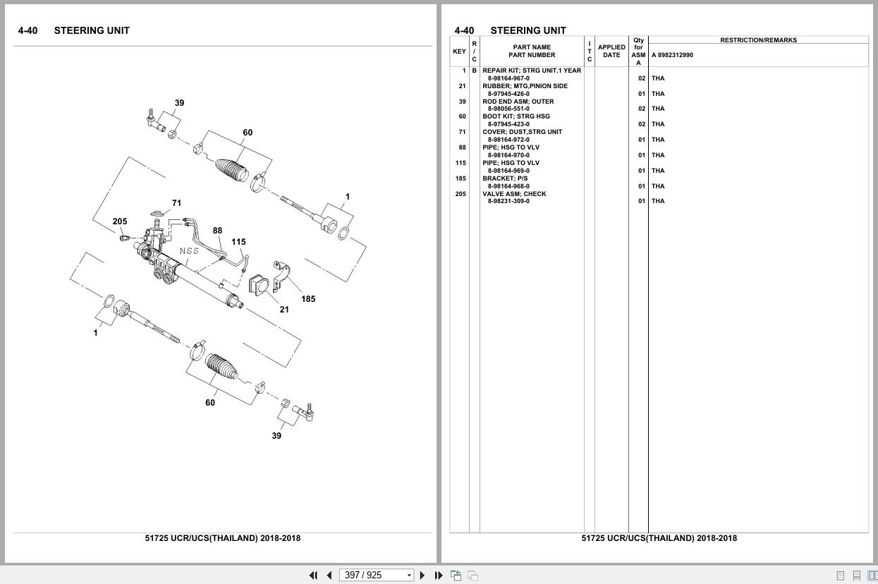 Isuzu SUV UCR UCS THAILAND 2018 Parts Catalog 51725 (2)