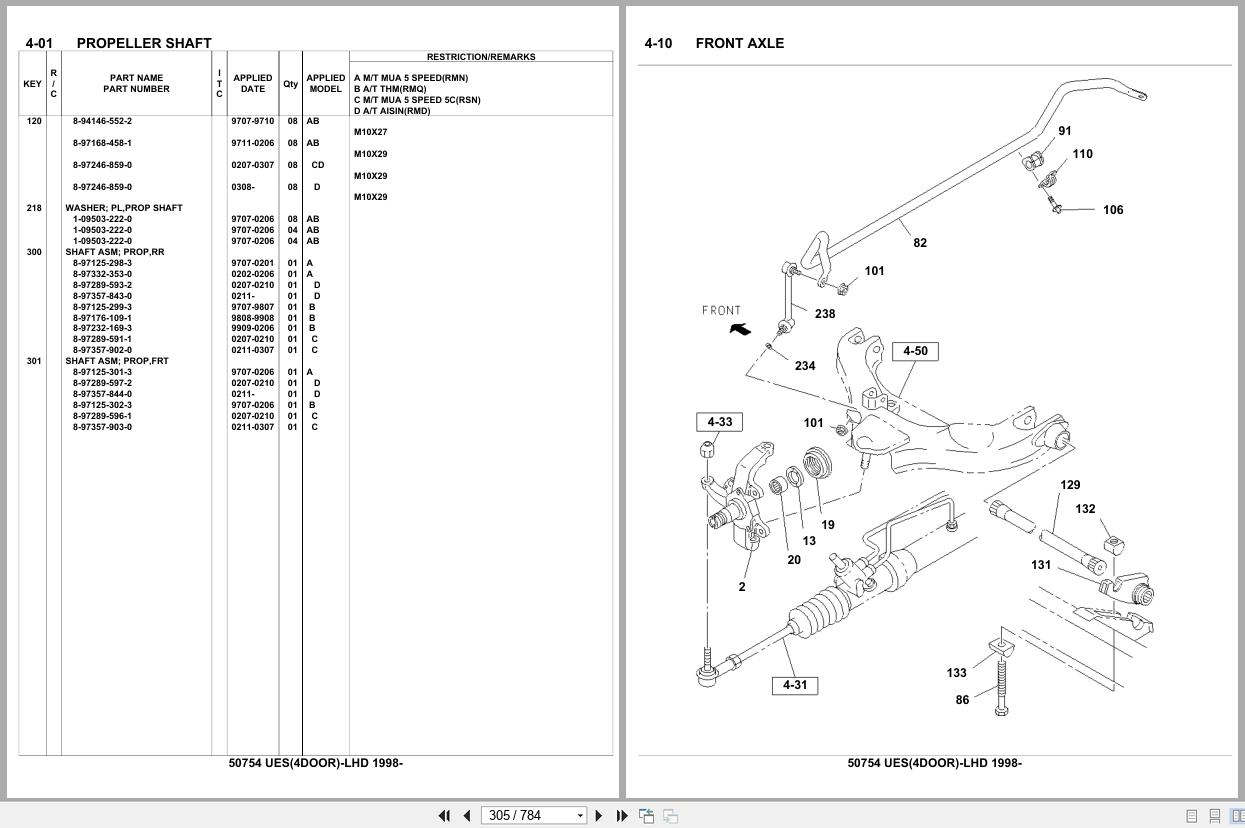 Isuzu SUV UES 4DOOR LHD 1998 Parts Catalog 50754 (2)