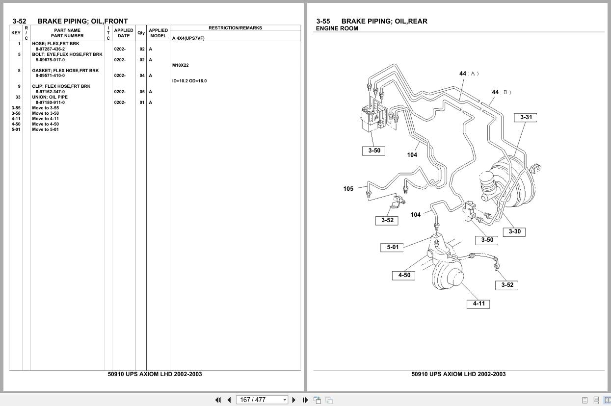 Isuzu SUV UPS AXIOM LHD 2002 2003 Parts Catalog 50910 (2)
