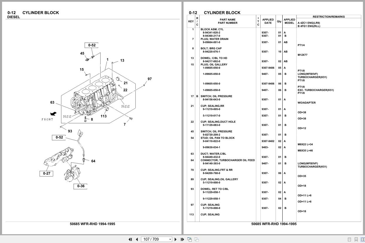 Isuzu SUV WFR RHD 1994 1995 Parts Catalog 50685 (2)