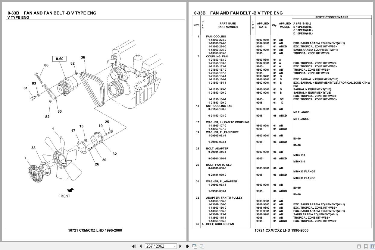 Isuzu Truck CXM CXZ LHD 1996 2000 Parts Catalog 10721 (2)
