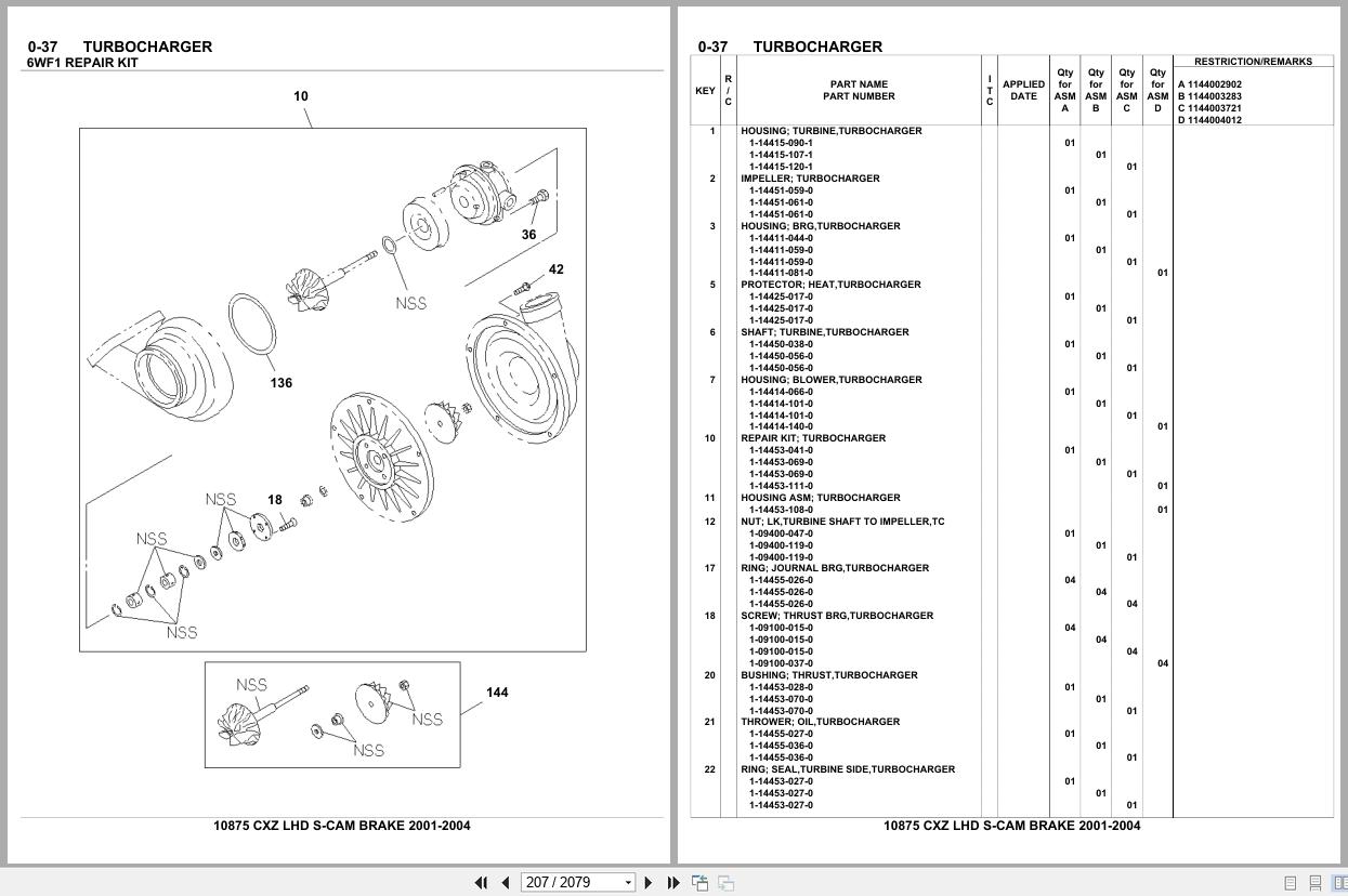 Isuzu Truck CXZ LHD S CAM BRAKE 2001 2004 Parts Catalog 10875 (2)