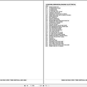 Isuzu Truck CXZ RHD 10PE1 TWIN VERTICAL 2001 2002 Parts Catalog 10880 (1)