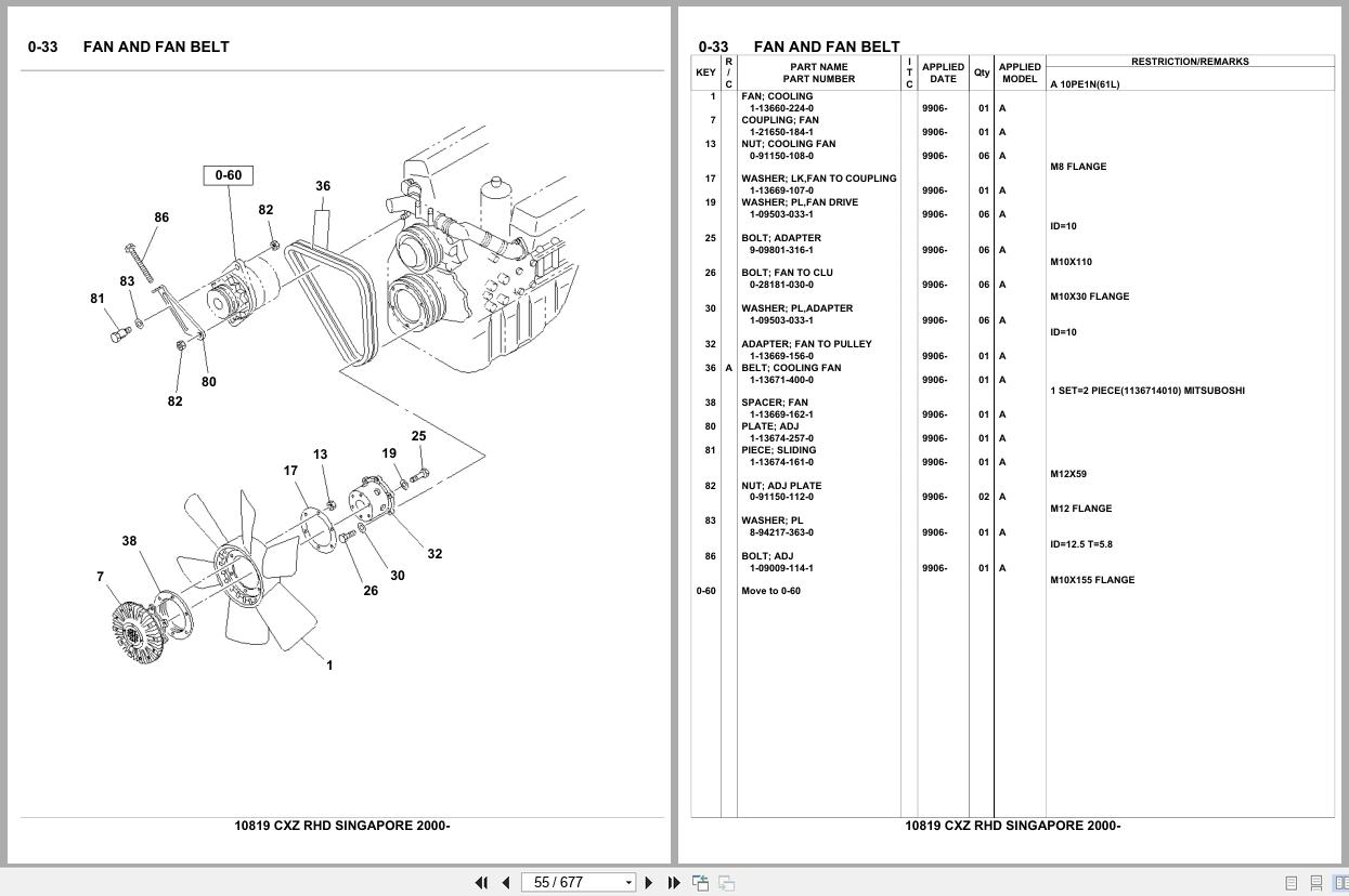 Isuzu Truck CXZ RHD SINGAPORE 2000 Parts Catalog 10819 (2)