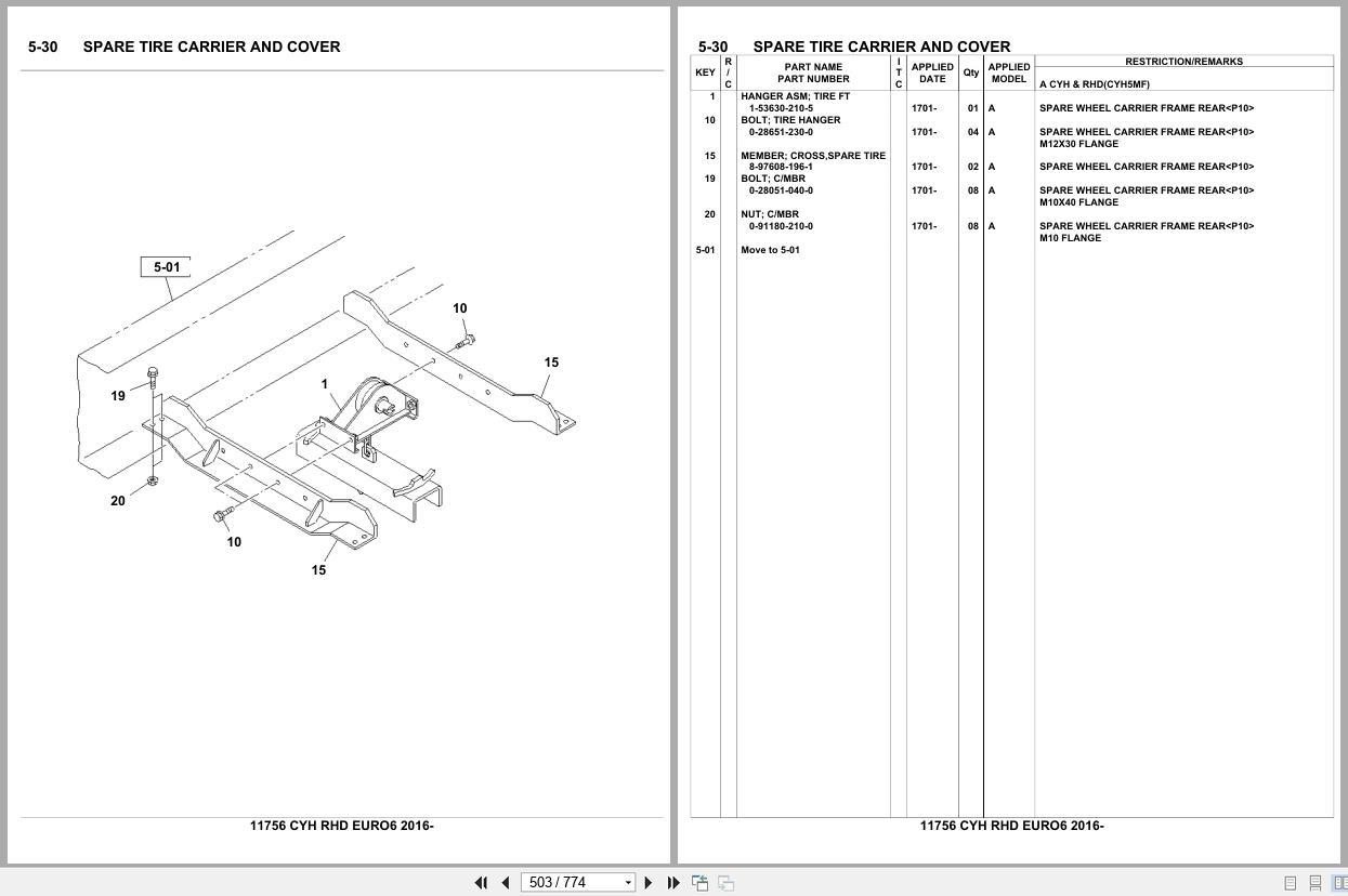 Isuzu Truck CYH RHD EURO6 2016 Parts Catalog 11756 (2)