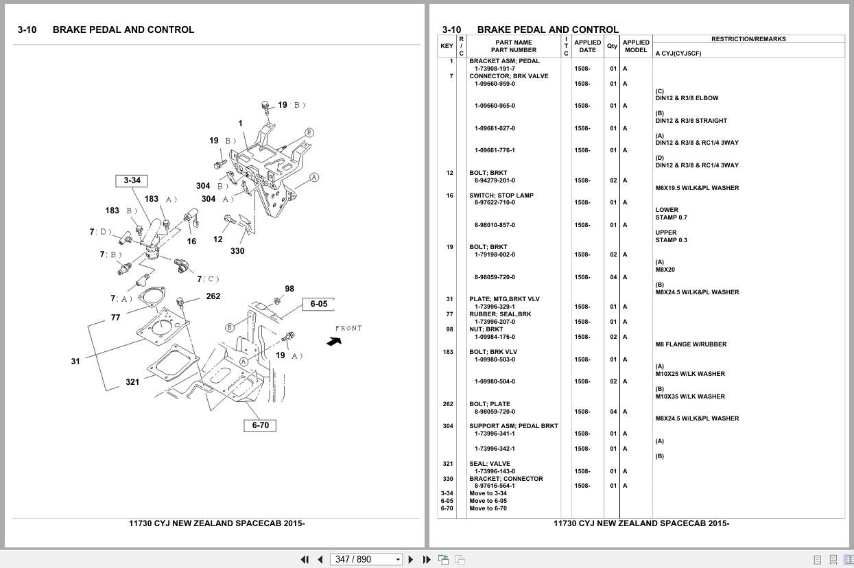 Isuzu Truck CYJ NEW ZEALAND SPACECAB 2015 Parts Catalog 11730 (2)