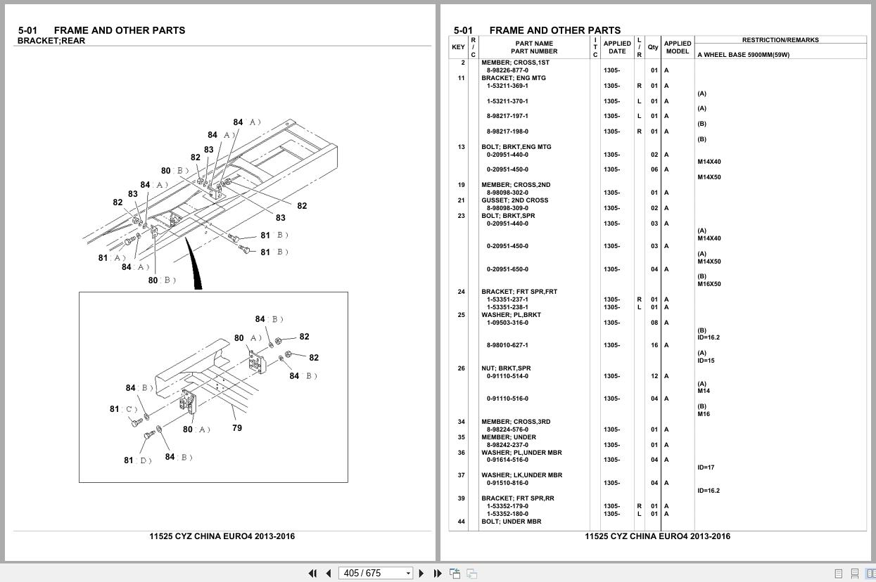 Isuzu Truck CYZ CHINA EURO4 2013 2016 Parts Catalog 11525 (2)