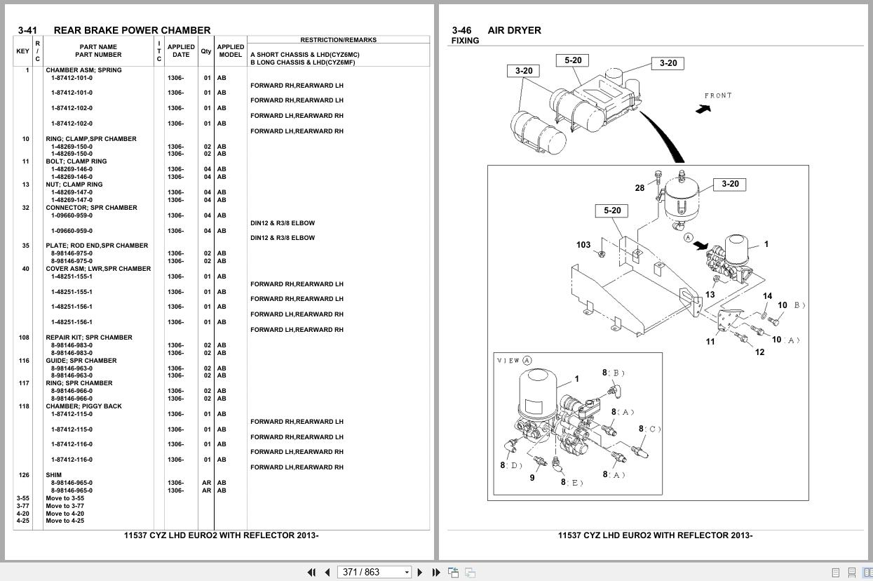Isuzu Truck CYZ LHD EURO2 with REFLECTOR 2013 Parts Catalog 11537 (2)