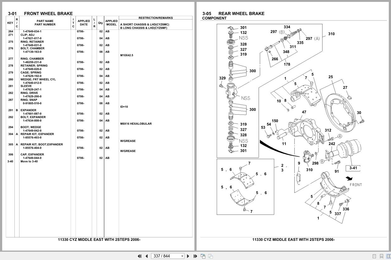 Isuzu Truck CYZ MIDDLE EAST with 2STEPS 2006 Parts Catalog 11330 (2)
