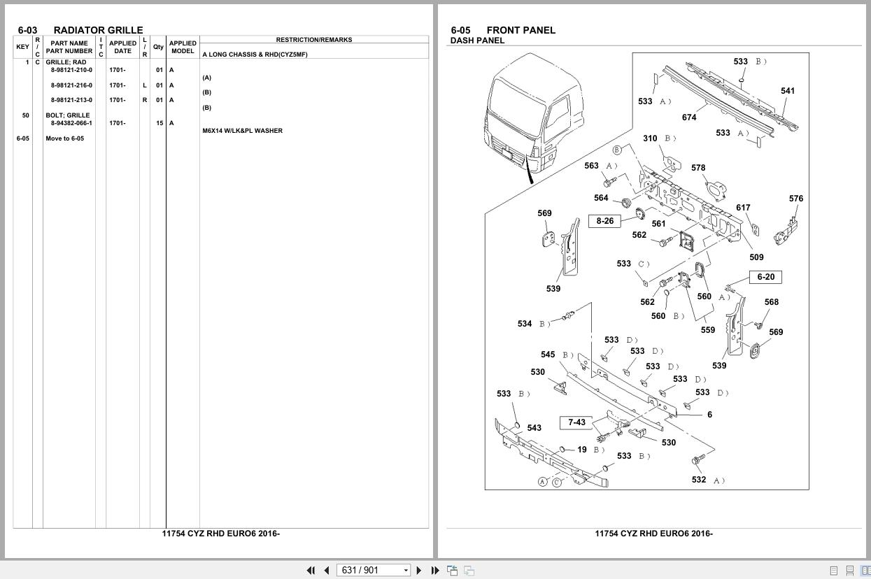 Isuzu Truck CYZ RHD EURO6 2016 Parts Catalog 11754 (2)