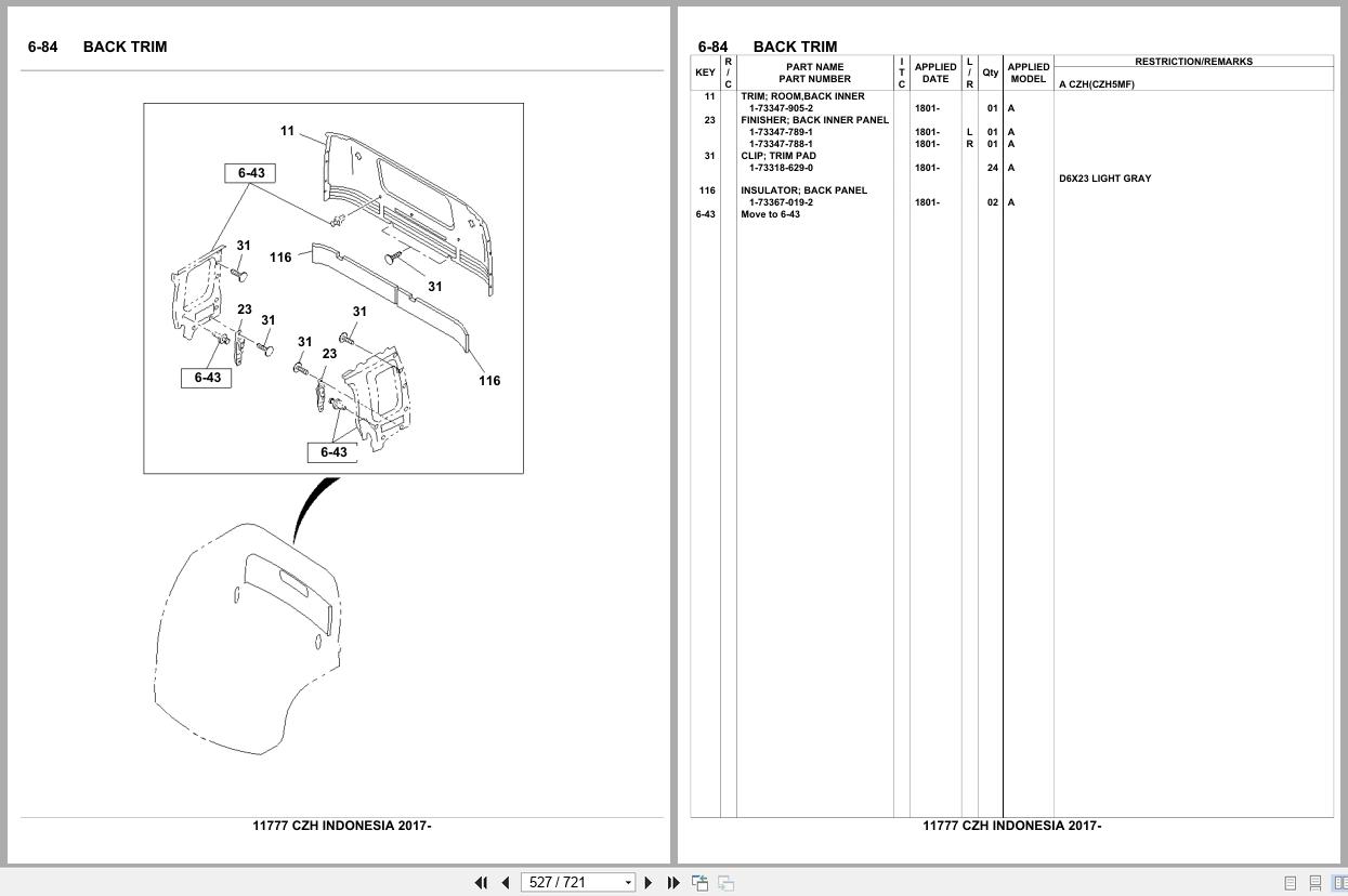 Isuzu Truck CZH INDONESIA 2017 Parts Catalog 11777 (2)