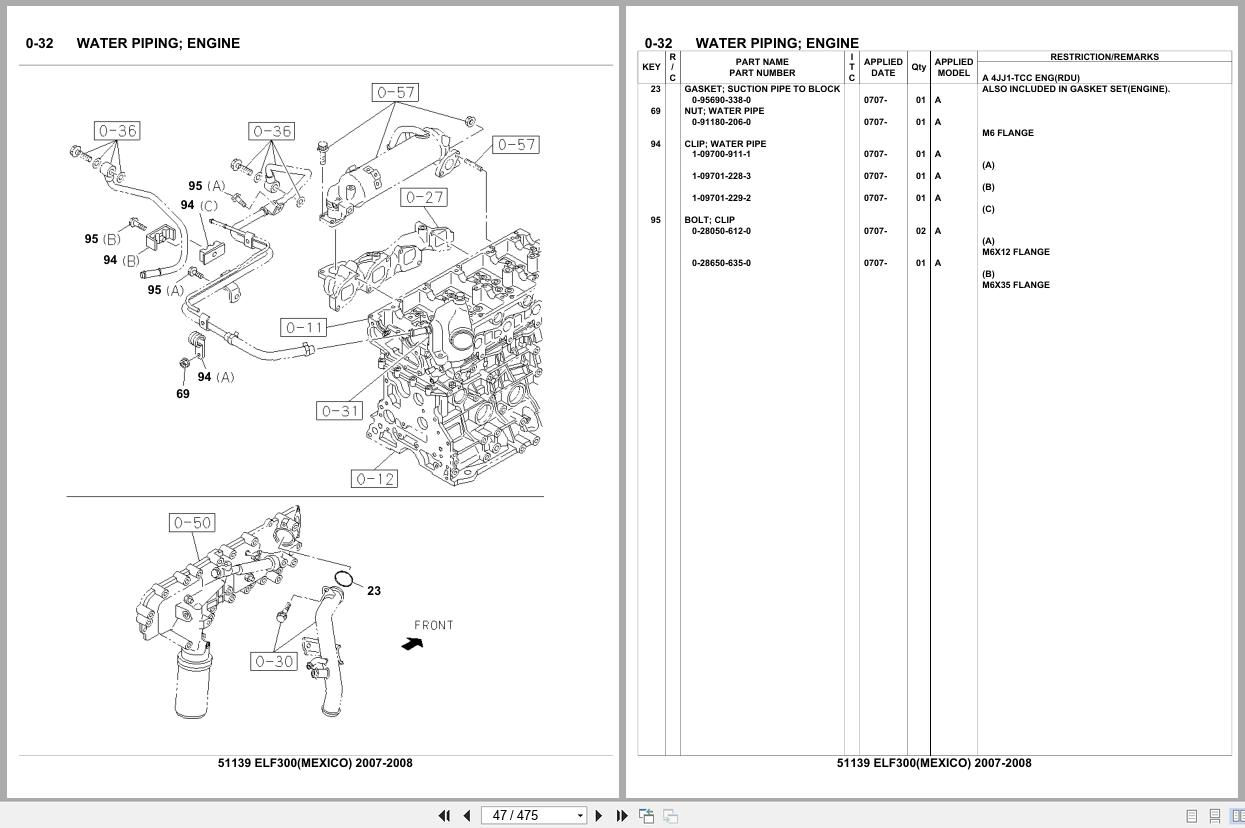 Isuzu Truck ELF300 MEXICO 2007 2008 Parts Catalog 51139 (2)