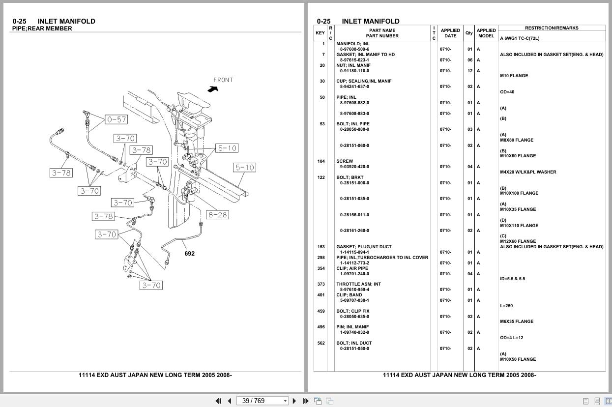 Isuzu Truck EXD AUSTRALIA JAPAN NEW LONG TERM 2005 2008 Parts Catalog 11114 (2)