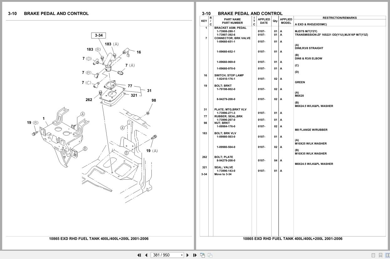 Isuzu Truck EXD RHD FUEL TANK 400L 400L+200L 2001 2006 Parts Catalog 10865 (2)