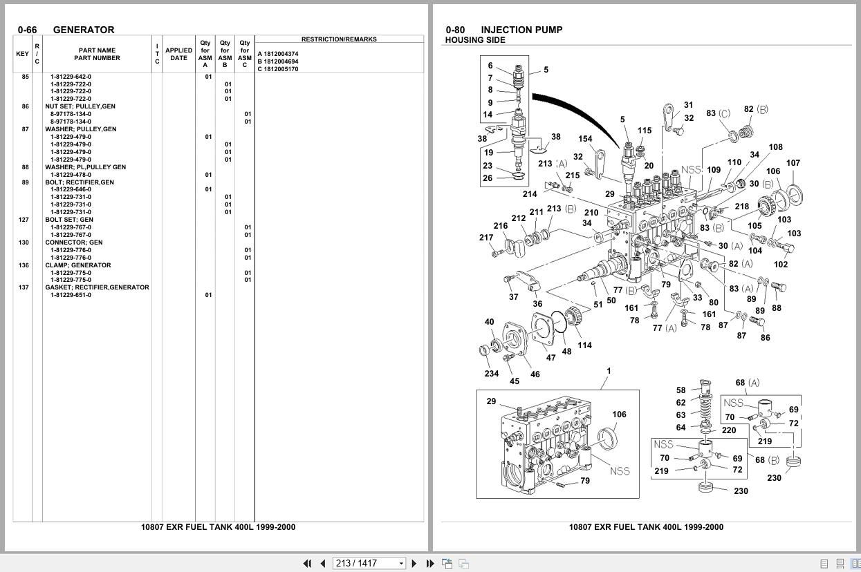 Isuzu Truck EXR FUEL TANK 400L 1999 2000 Parts Catalog 10807 (2)