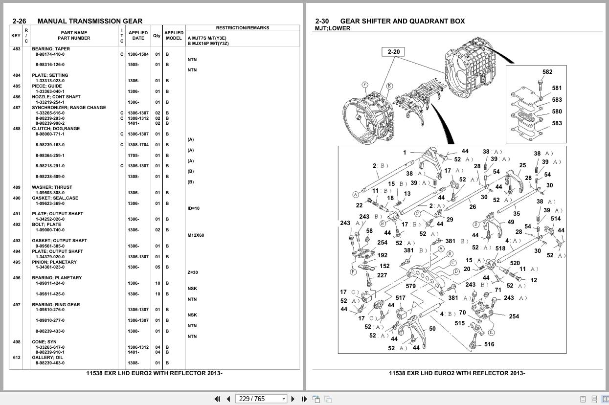 Isuzu Truck EXR LHD EURO2 with REFLECTOR 2013 Parts Catalog 11538 (2)