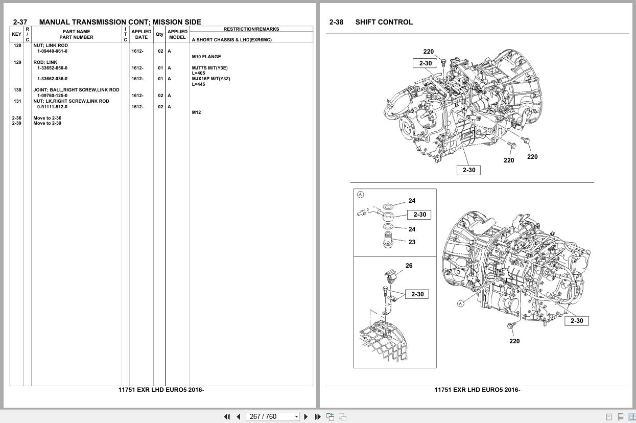 Isuzu Truck EXR LHD EURO5 2016 Parts Catalog 11751 (2)
