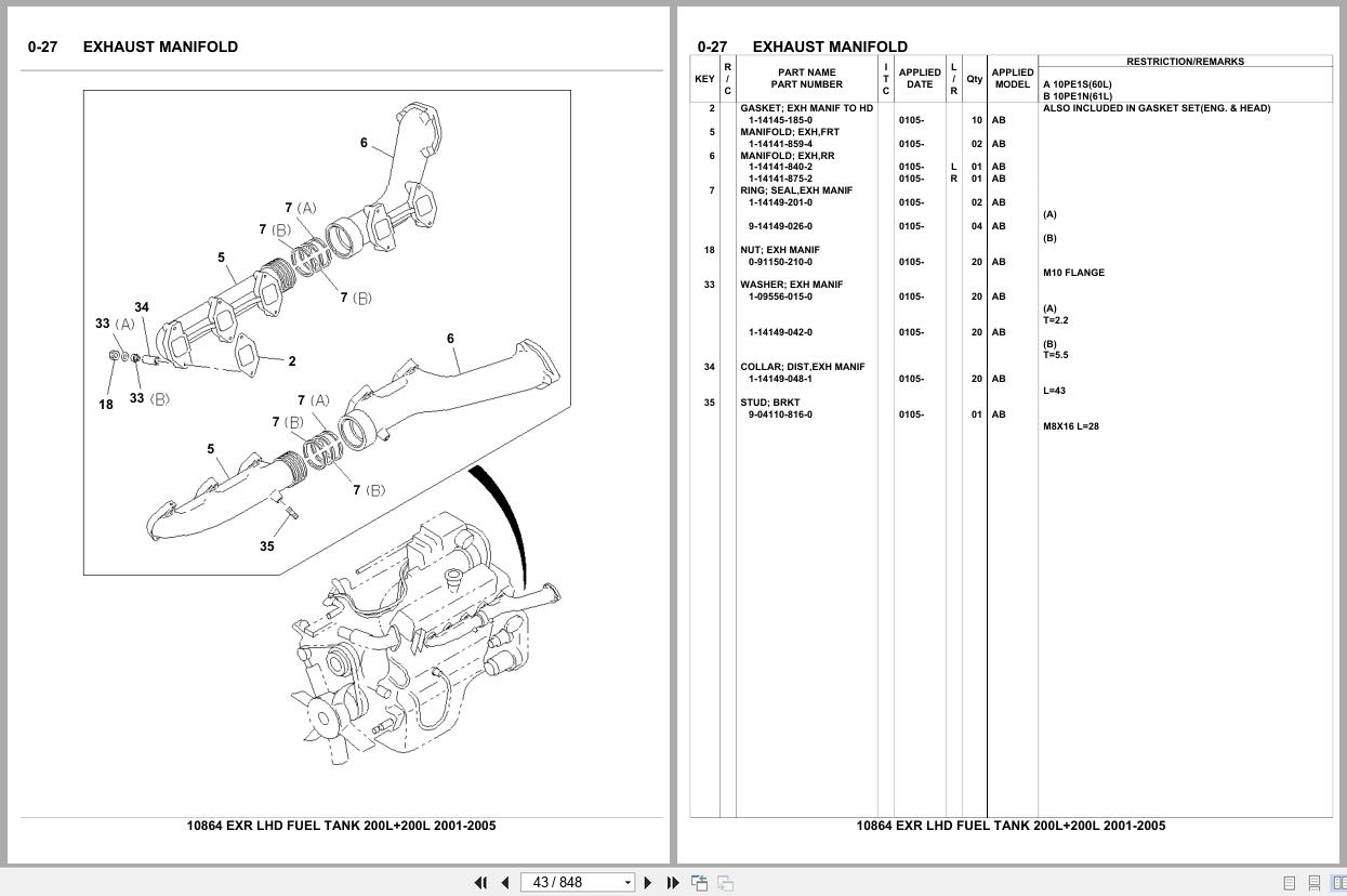 Isuzu Truck EXR LHD FUEL TANK 200L+200L 2001 2005 Parts Catalog 10864 (2)