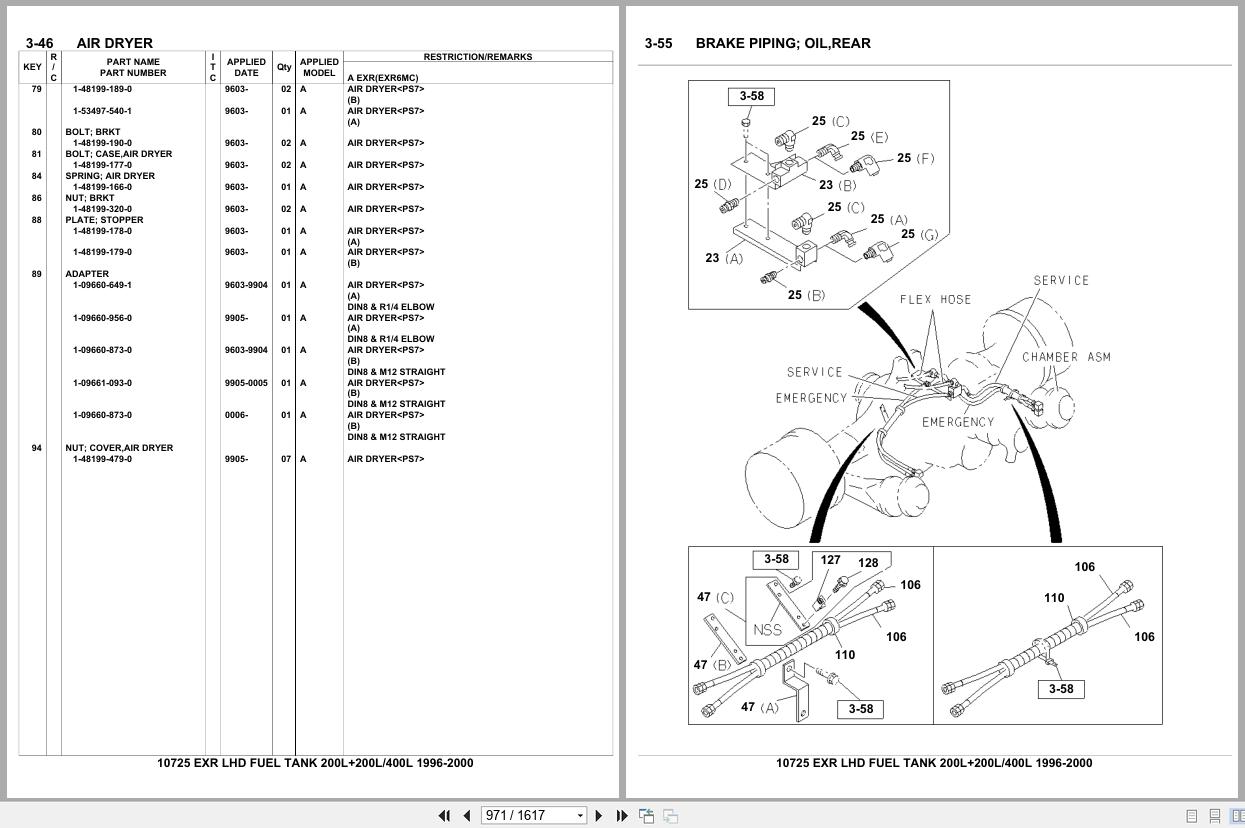 Isuzu Truck EXR LHD FUEL TANK 200L+200L 400L 1996 2000 Parts Catalog 10725 (2)