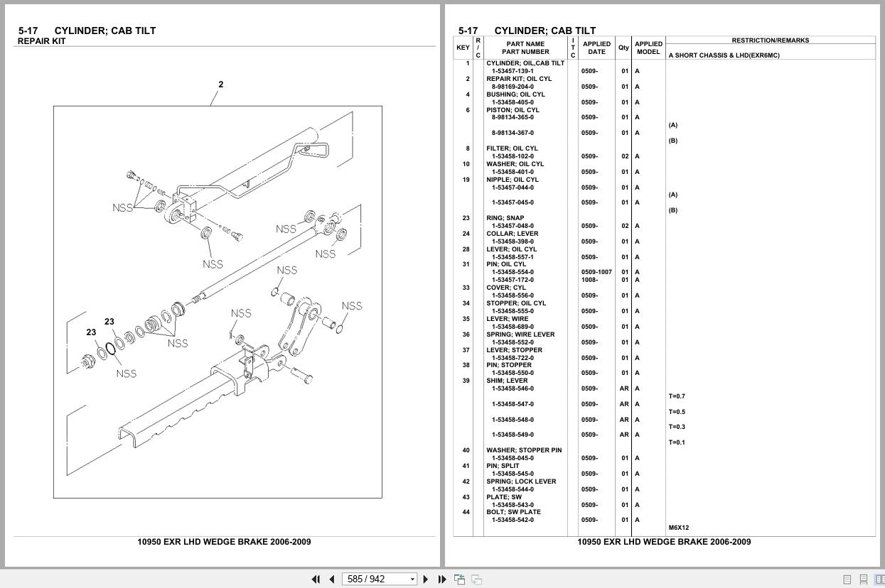Isuzu Truck EXR LHD WEDGE BRAKE 2006 2009 Parts Catalog 10950 (2)