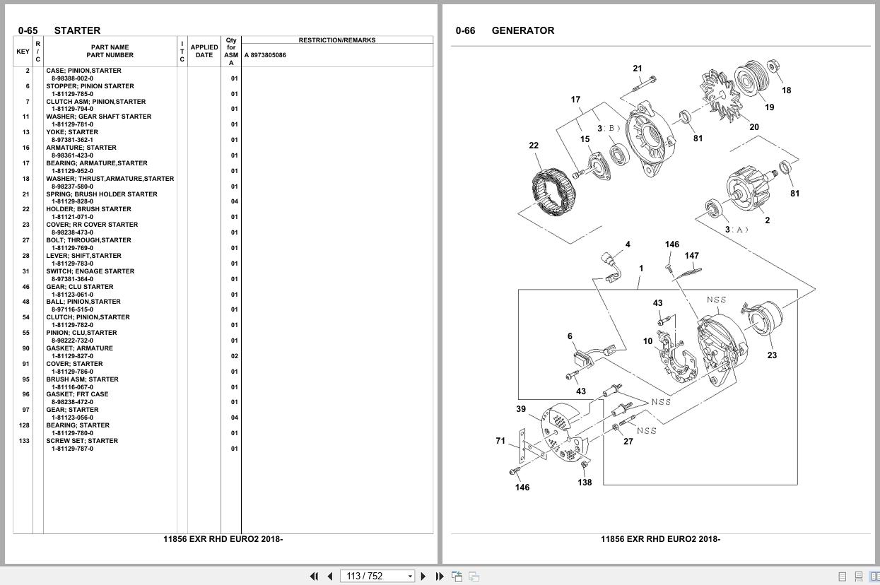 Isuzu Truck EXR RHD EURO2 2018 Parts Catalog 11856 (2)