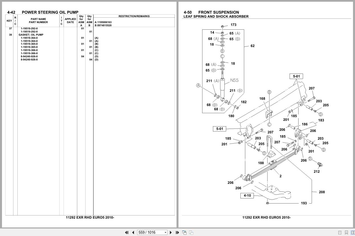 Isuzu Truck EXR RHD EURO5 2010 Parts Catalog 11292 (2)