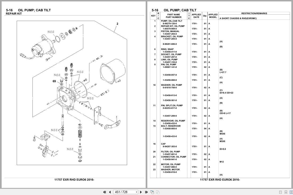 Isuzu Truck EXR RHD EURO6 2016 Parts Catalog 11757 (2)