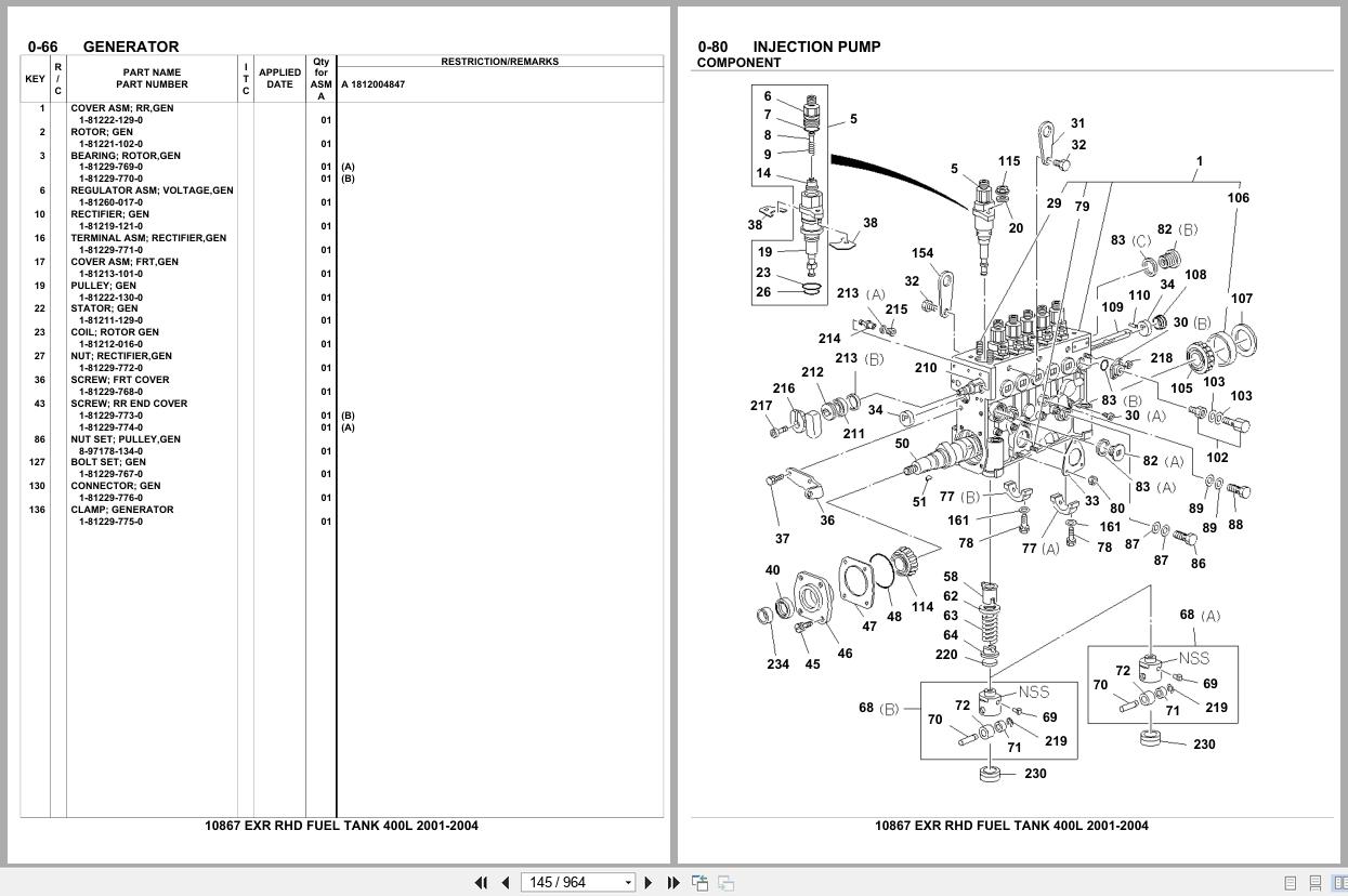 Isuzu Truck EXR RHD FUEL TANK 400L 2001 2004 Parts Catalog 10867 (2)