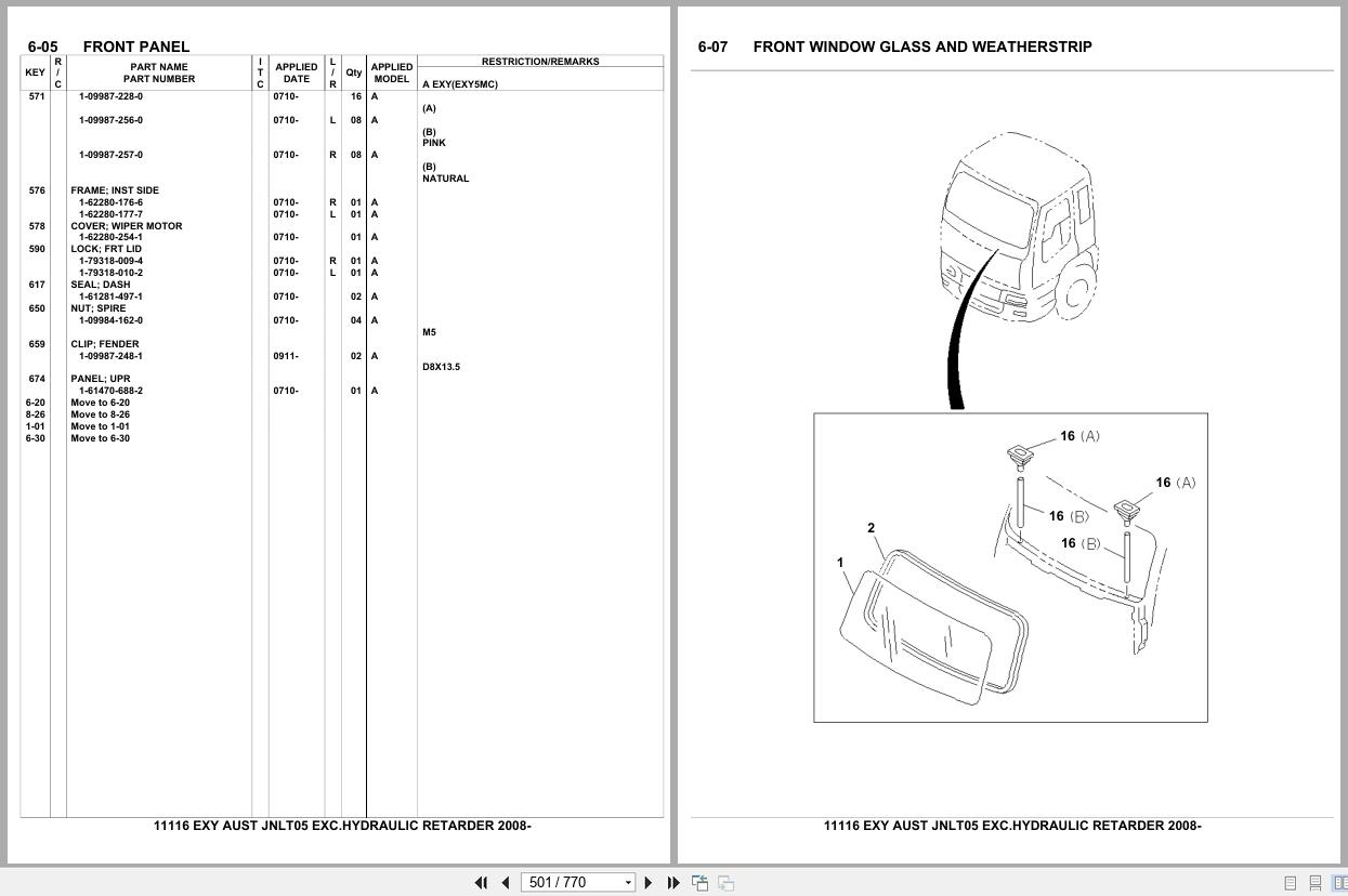 Isuzu Truck EXY AUSTRALIA JNLT05 EXC.HYDRAULIC RETARDER 2008 Parts Catalog 11116 (2)