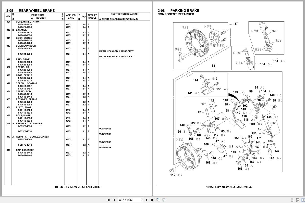Isuzu Truck EXY NEW ZEALAND 2004 Parts Catalog 10956 (2)