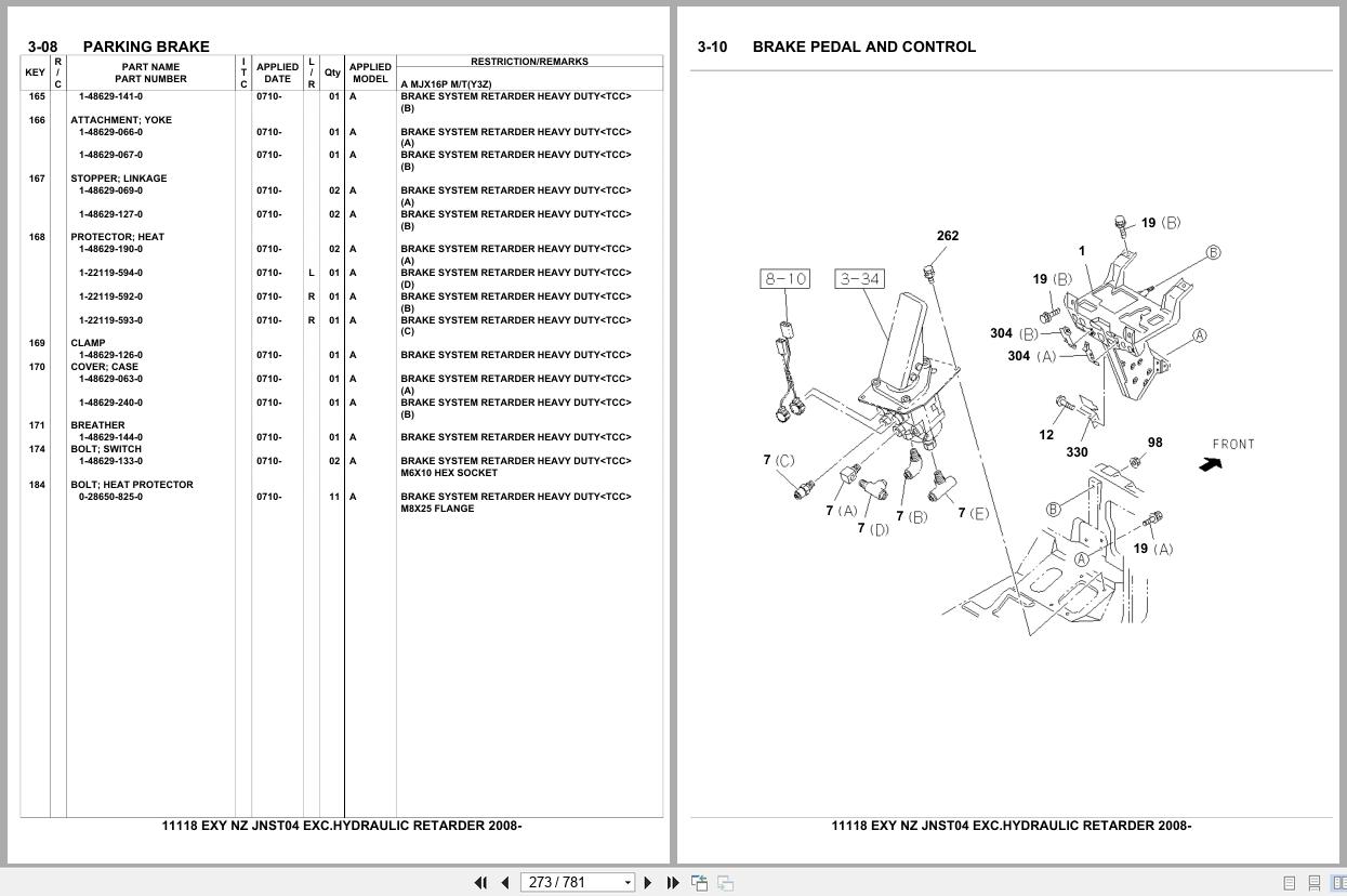 Isuzu Truck EXY NEW ZEALAND JNST04 EXC.HYDRAULIC RETARDER 2008 Parts Catalog 11118 (2)