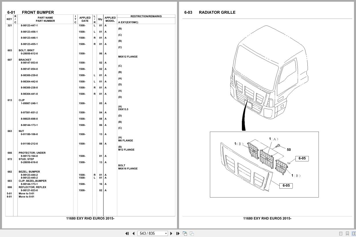 Isuzu Truck EXY RHD EURO5 2015 Parts Catalog 11680 (2)