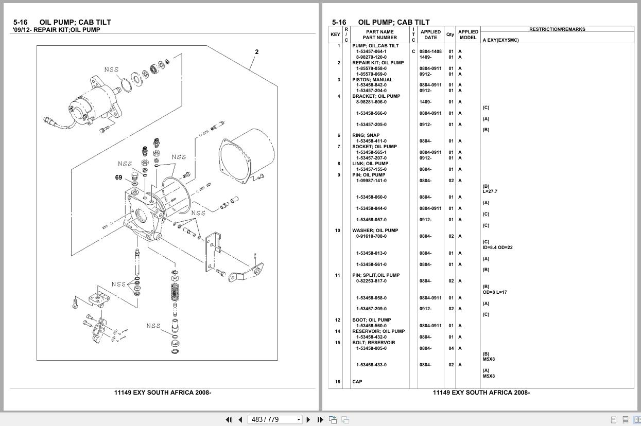 Isuzu Truck EXY SOUTH AFRICA 2008 Parts Catalog 11149 (2)
