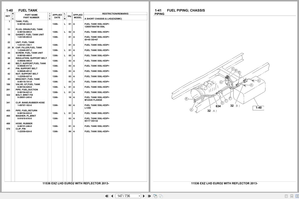 Isuzu Truck EXZ LHD EURO2 with REFLECTOR 2013 Parts Catalog 11536 (2)