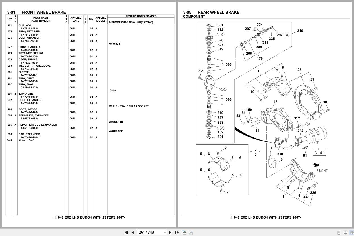 Isuzu Truck EXZ LHD EURO4 with 2STEPS 2007 Parts Catalog 11048 (2)
