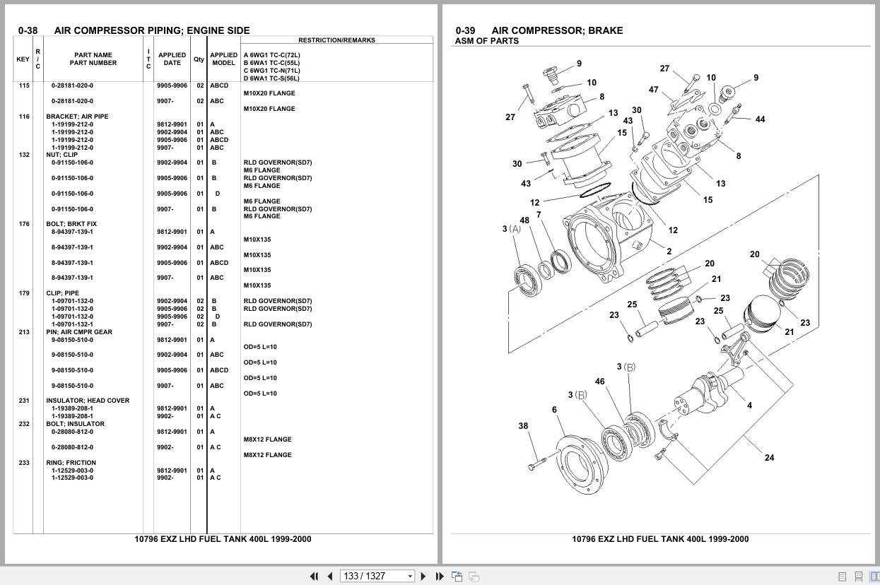 Isuzu Truck EXZ LHD FUEL TANK 400L 1999 2000 Parts Catalog 10796 (2)