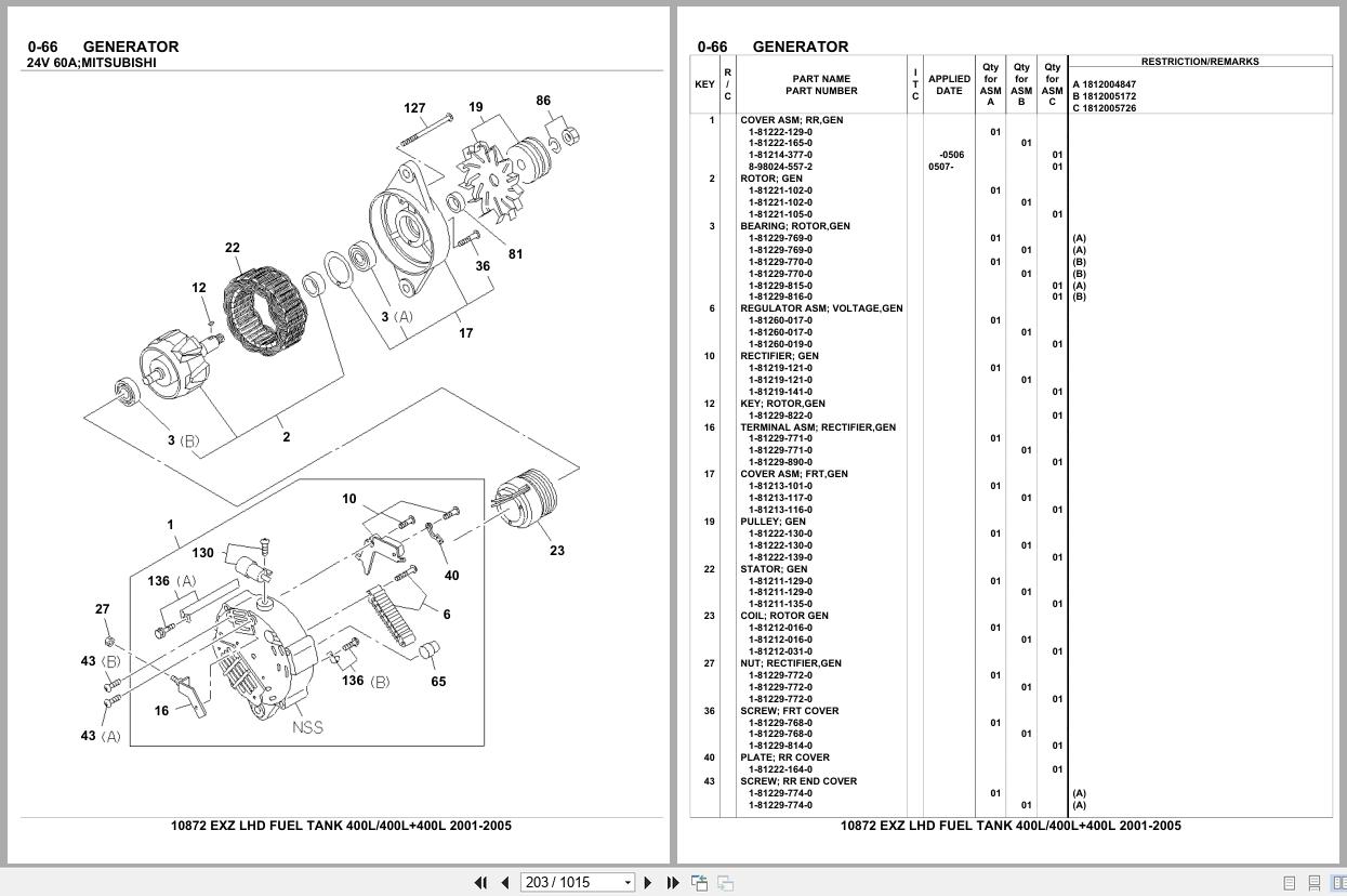 Isuzu Truck EXZ LHD FUEL TANK 400L 400L+400L 2001 2005 Parts Catalog 10872 (2)