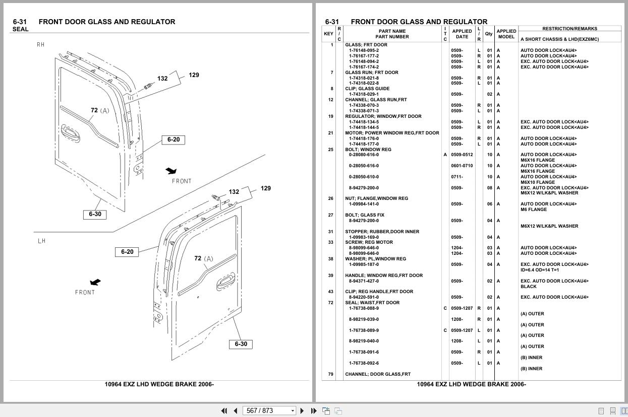 Isuzu Truck EXZ LHD WEDGE BRAKE 2006 Parts Catalog 10964 (2)