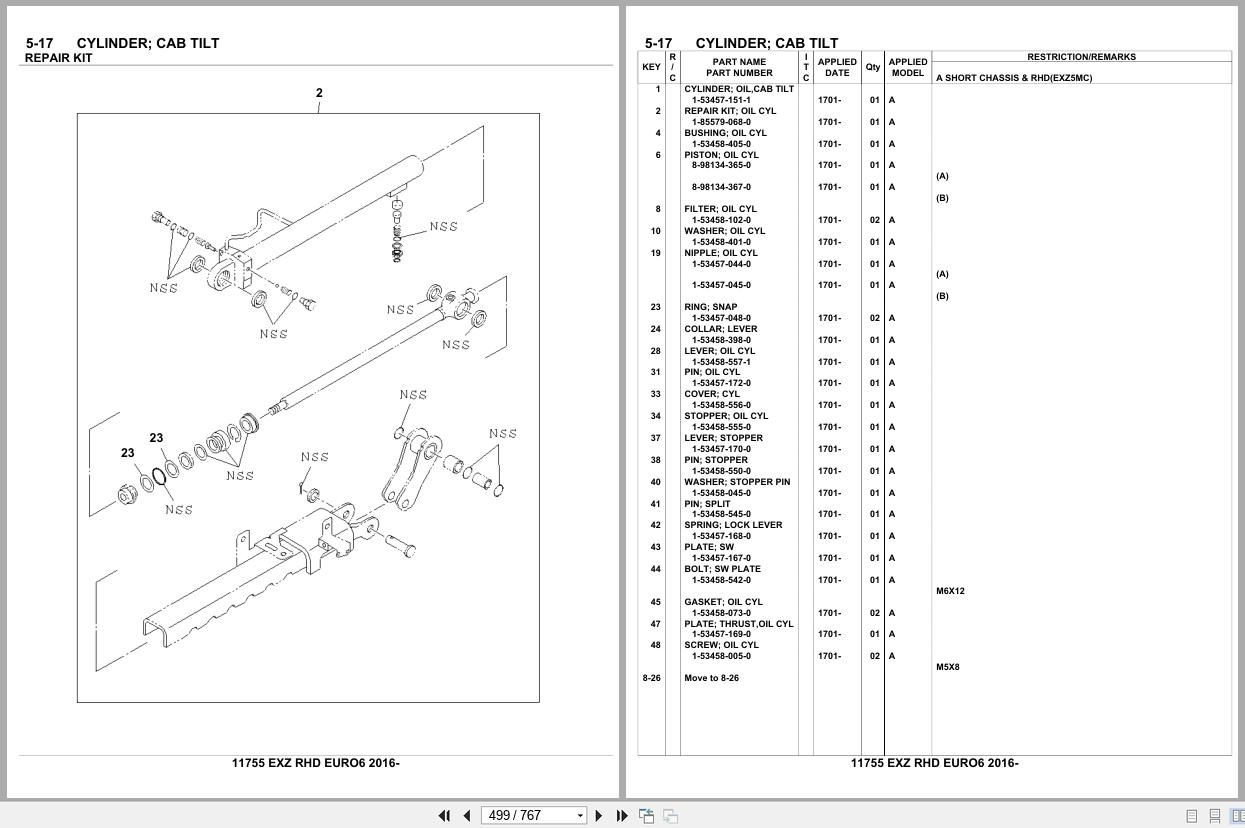 Isuzu Truck EXZ RHD EURO6 2016 Parts Catalog 11755 (2)