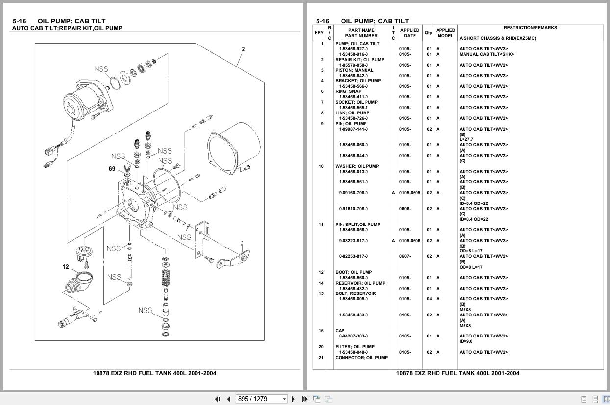 Isuzu Truck EXZ RHD FUEL TANK 400L 2001 2004 Parts Catalog 10878 (2)